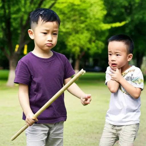 把棍子放下，免得你伤到人！
