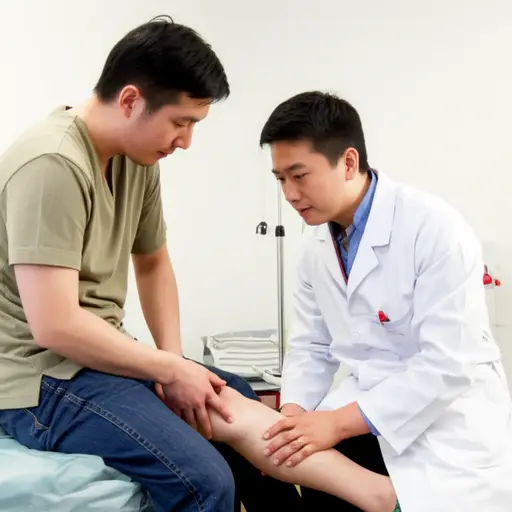 医生检查了我的腿，看看有没有受伤。