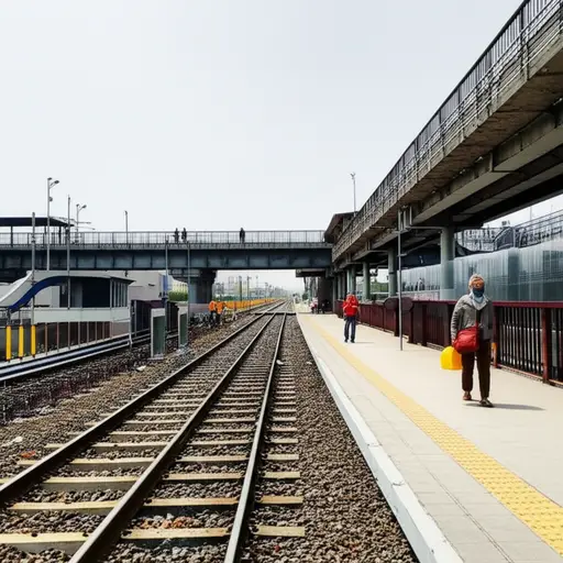 车站在桥的另一边。