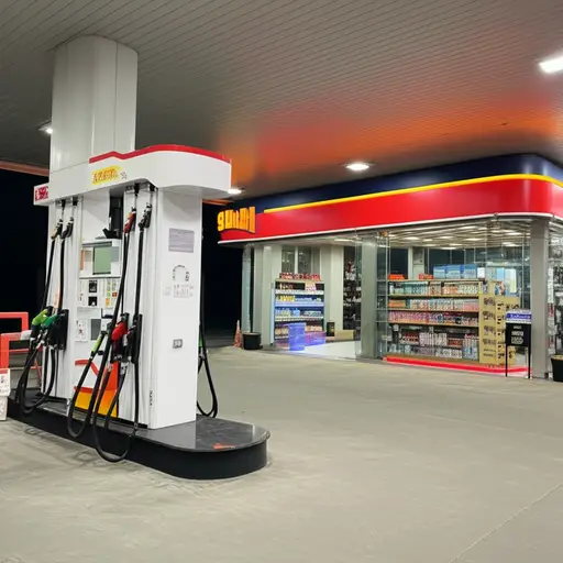 我们可以在加油站买些零食和水。