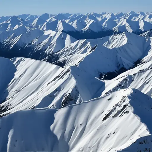 覆盖群山的雪是纯净、明亮的白色。