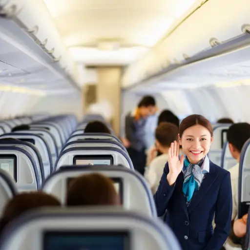 客舱乘务员欢迎了乘客。
