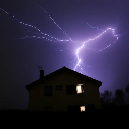 昨天晚上的雷暴雨导致我家断电了。