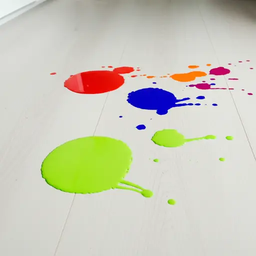 厨房地板上有一些小滴油漆。