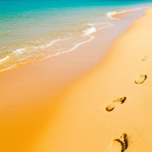 这片海滩上的沙子非常细腻柔软，非常适合赤脚行走。