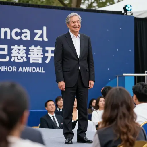 这位名人在慈善活动中公开露面。