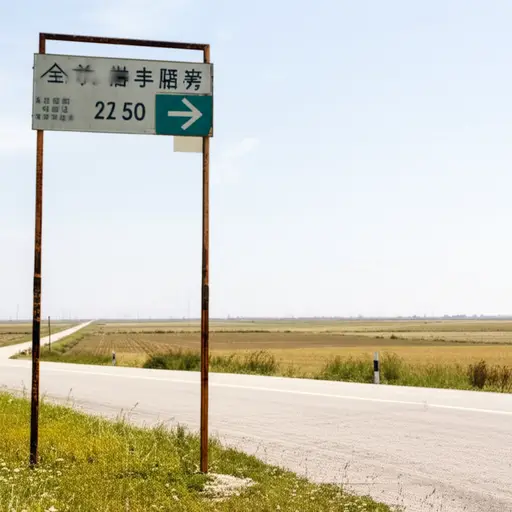 十字路口的指示牌显示了到下个城镇的距离。