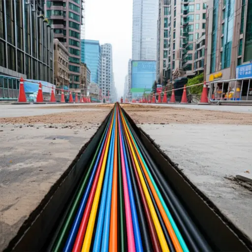 地下电缆将电力输送到城市的各个部分。