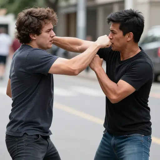 他打了我一拳，然后我们就开始打架。