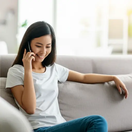 她正在和她的男朋友打电话。