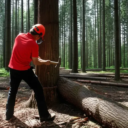 伐木工砍伐树木获取木材，这对环境有害。