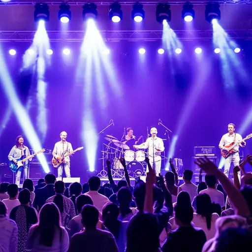 当乐队演奏他们的热门歌曲时，人群变得非常兴奋。