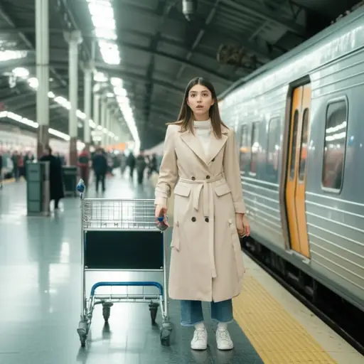 她在火车站行李被拿走了。