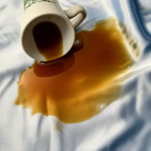 我把咖啡洒在了我的丝绸衬衫上。