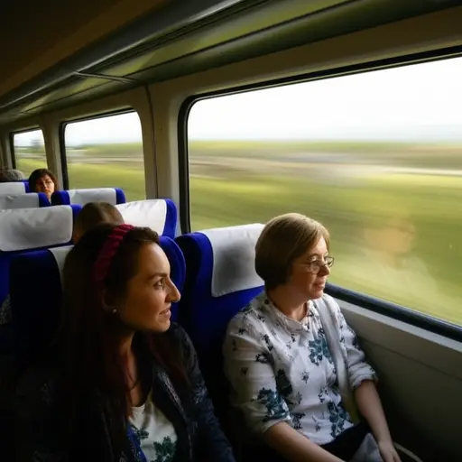 我们坐火车去了伦敦。