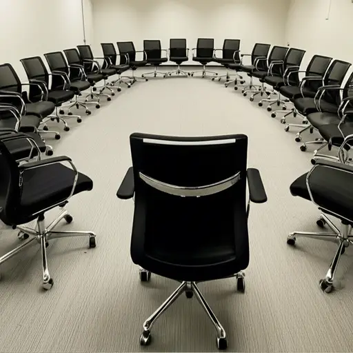 开会前，我把椅子摆成了一个圆圈。