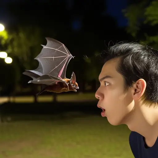 一只蝙蝠突然飞近我的耳朵。