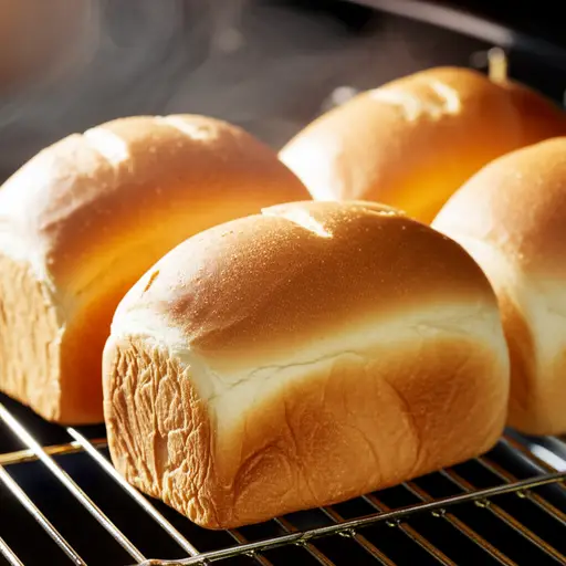 把面包烤到外皮呈金黄色。