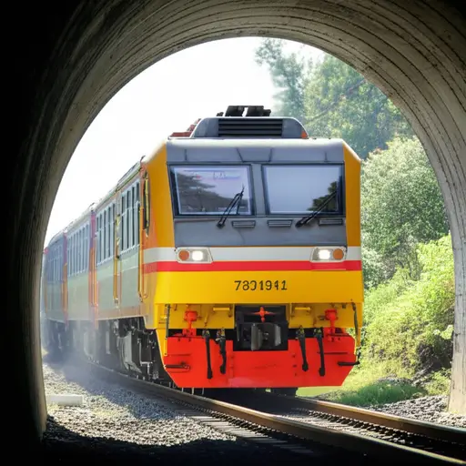 火车穿过隧道。