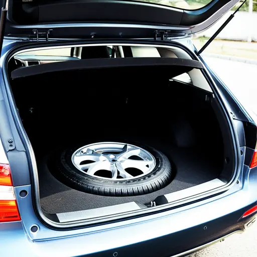 我在车后部放了一个备用轮胎。