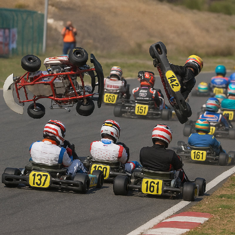 多辆卡丁车卷入了这起事故。