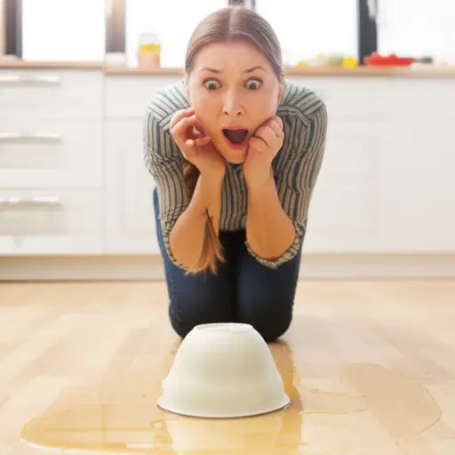 她在厨房里打翻了热汤，这是个意外。