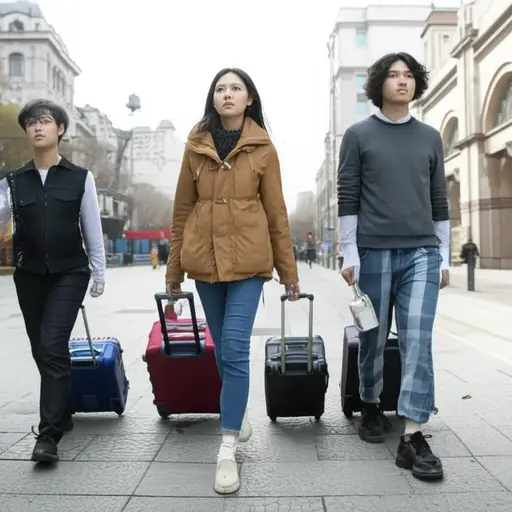 他们看起来像是正前往火车站。