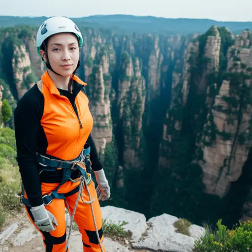 她准备好了进行蹦极跳。