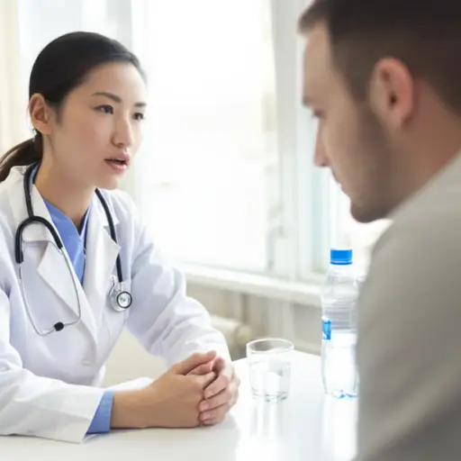 医生建议他一天中要饮用大量的水。