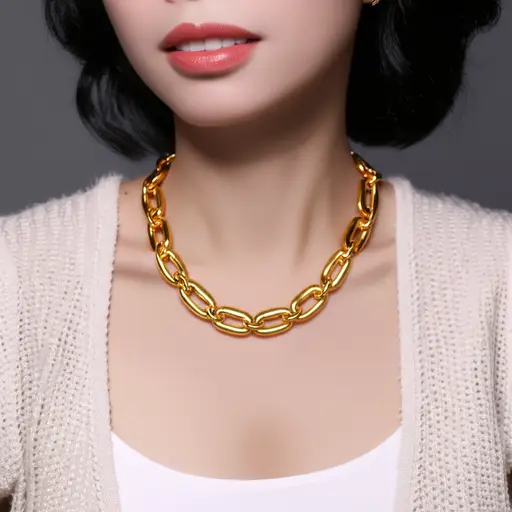 我妈妈有一条金色的项链。