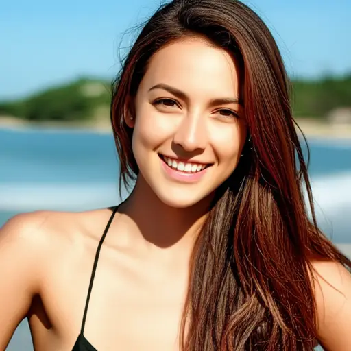 她有着深棕色的头发和橄榄色的皮肤。