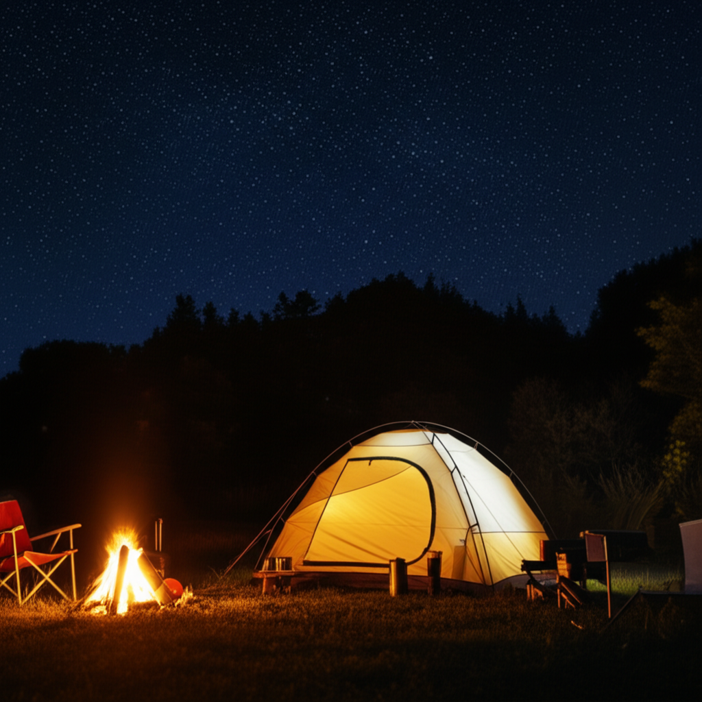 我们今晚在帐篷里露营。