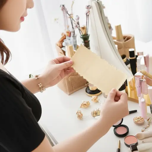 她在梳妆台里发现了一张旧照片。