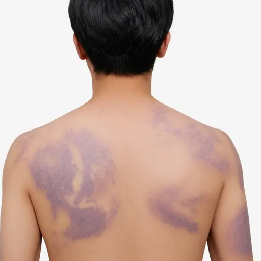 他的胳膊和背上满是瘀伤。