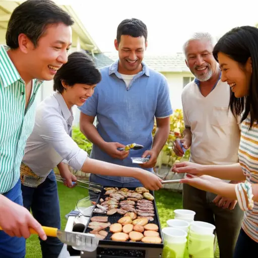 我们邀请朋友过来烧烤。