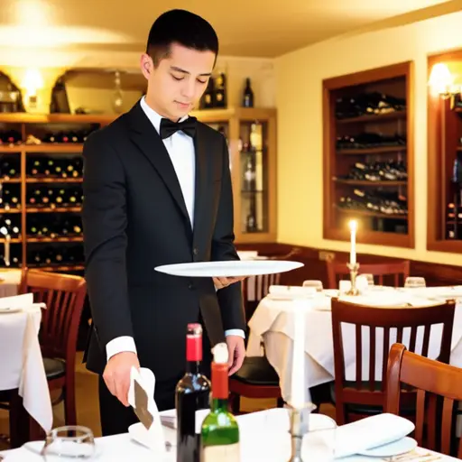 我哥哥在一家意大利餐厅当服务员。