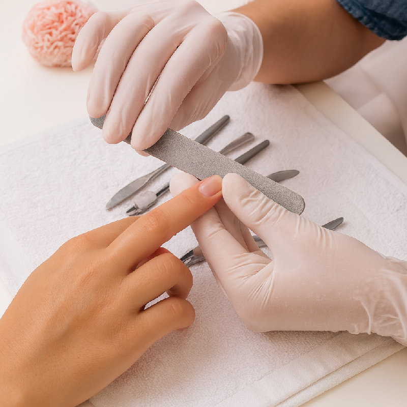 她每周都会去美甲店做指甲护理。