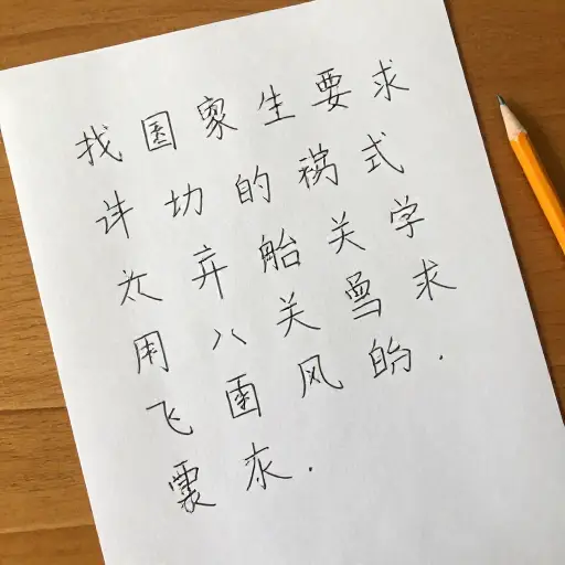 她的字迹很幼稚，很难读。