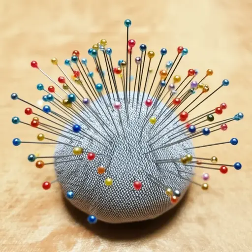 裁缝的针插上满是尖尖的别针。