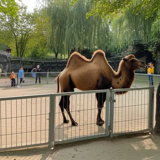 我在动物园看到了一只骆驼。