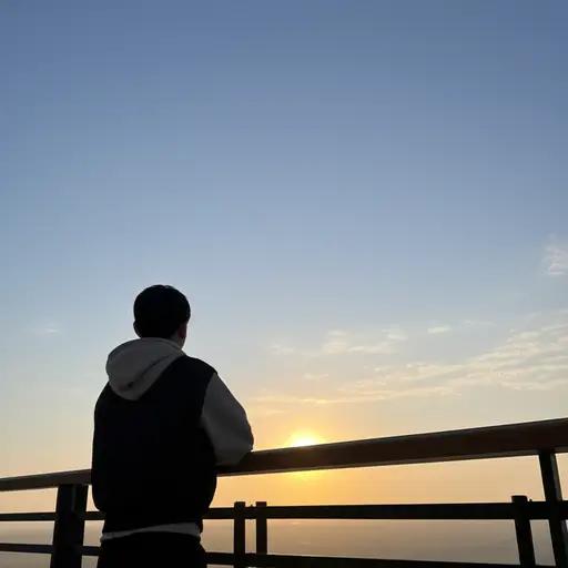 每天早上，我喜欢从阳台上看太阳升起。