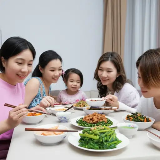 我们围坐在桌旁吃晚饭。