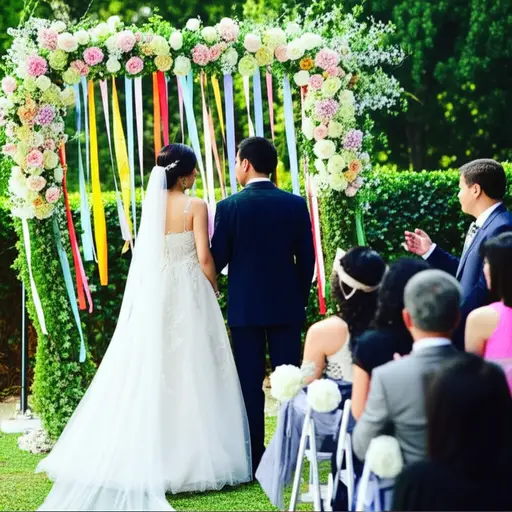 他们上周末参加了一场美丽的婚礼仪式。