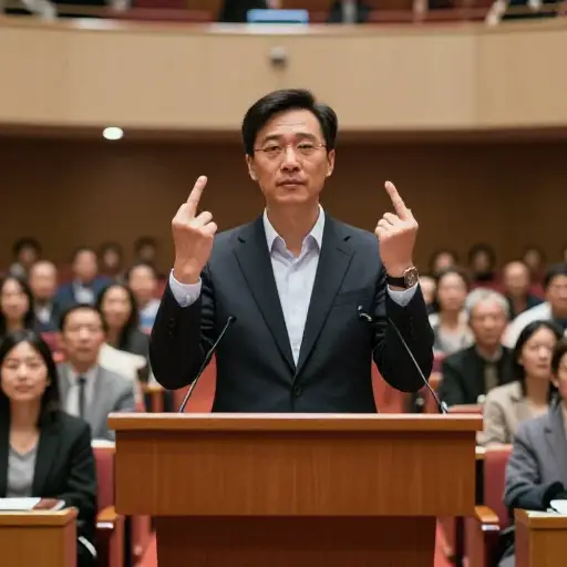 他在公开演讲中做了一个猥亵的手势。