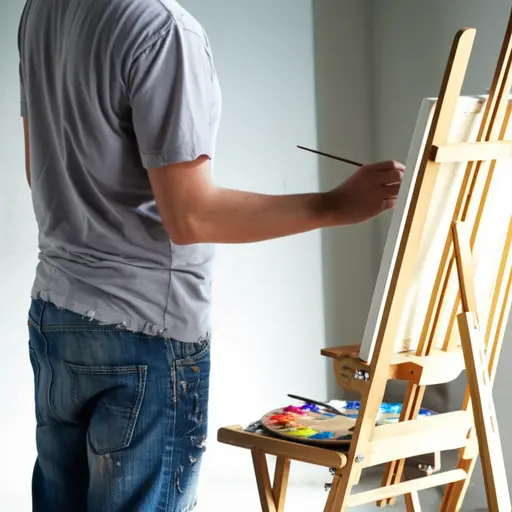 画画时穿上旧衣服；如果没有，它们可能会被弄脏。