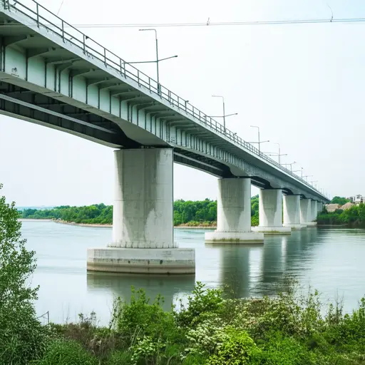 这座桥是用钢筋混凝土建造的。