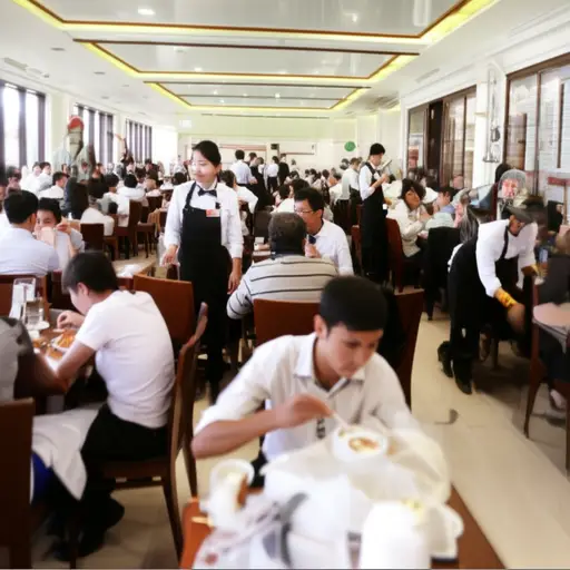 这家餐厅在午餐时间总是很拥挤。