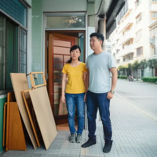 当他们搬到一个更小的公寓时，不得不把旧家具留下。