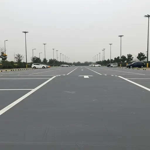 这个停车场很大，有很多空位。