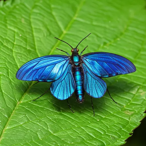 这只昆虫有蓝色的翅膀。
